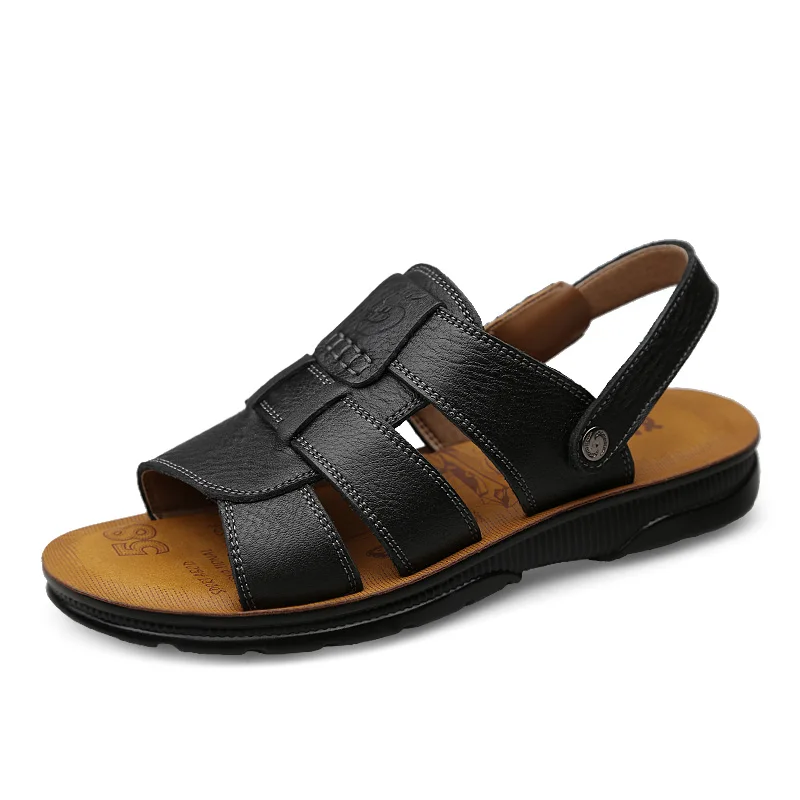 Брендовые мужские сандалии из натуральной кожи пляжные римские мужская