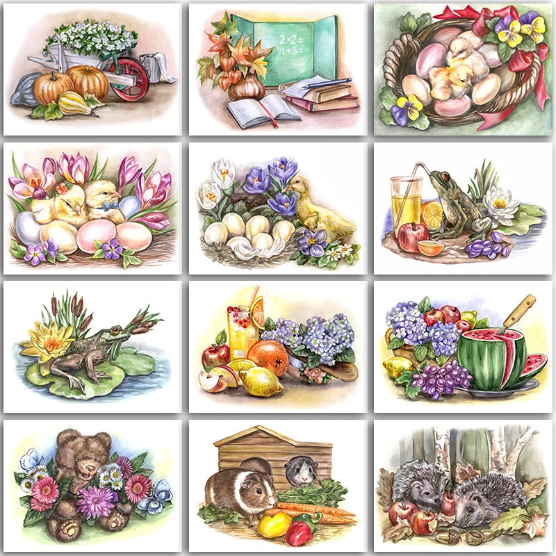 

Набор для алмазной живописи 5D «сделай сам», животное, пейзаж, фрукты, лягушка, полноразмерная и круглая мозаика, вышивка крестиком, домашний ...