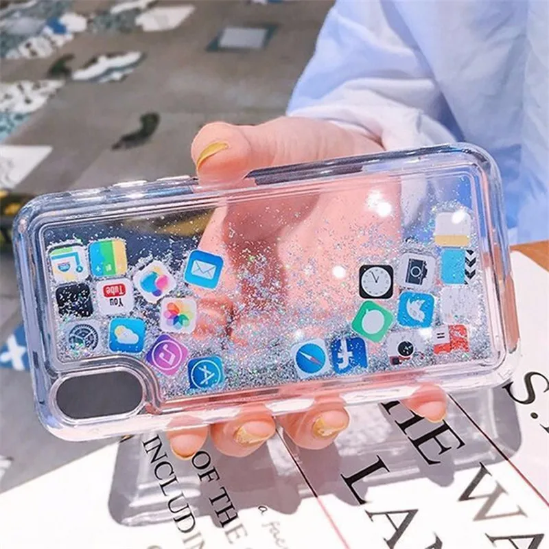 Чехол с динамическим зыбучим песком для Iphone 12 11 Pro Max жесткий чехол жидкостью 6 6S 7 8