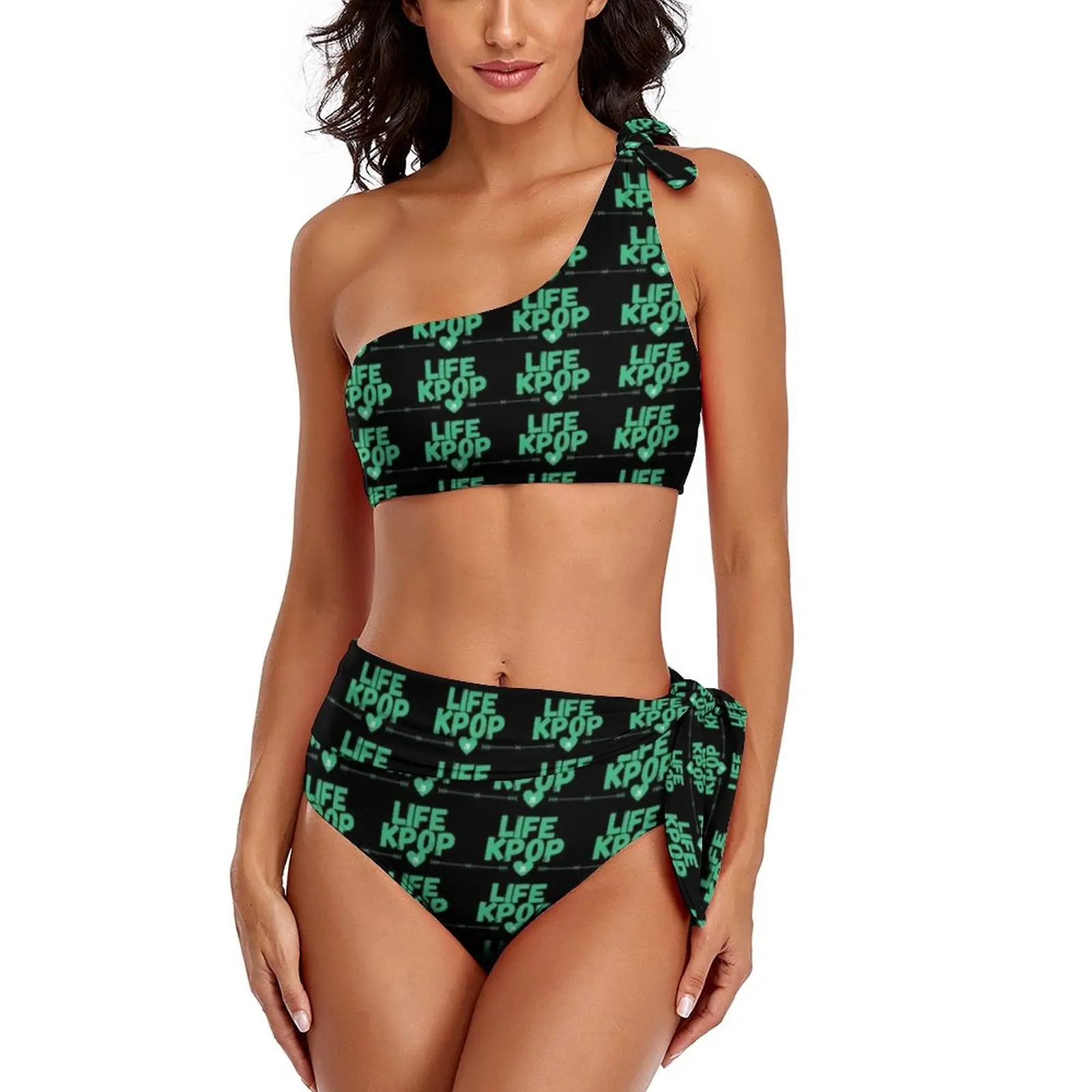 Купальник-бикини Kpop Модный Купальник с высоким вырезом для бассейна Молодежный