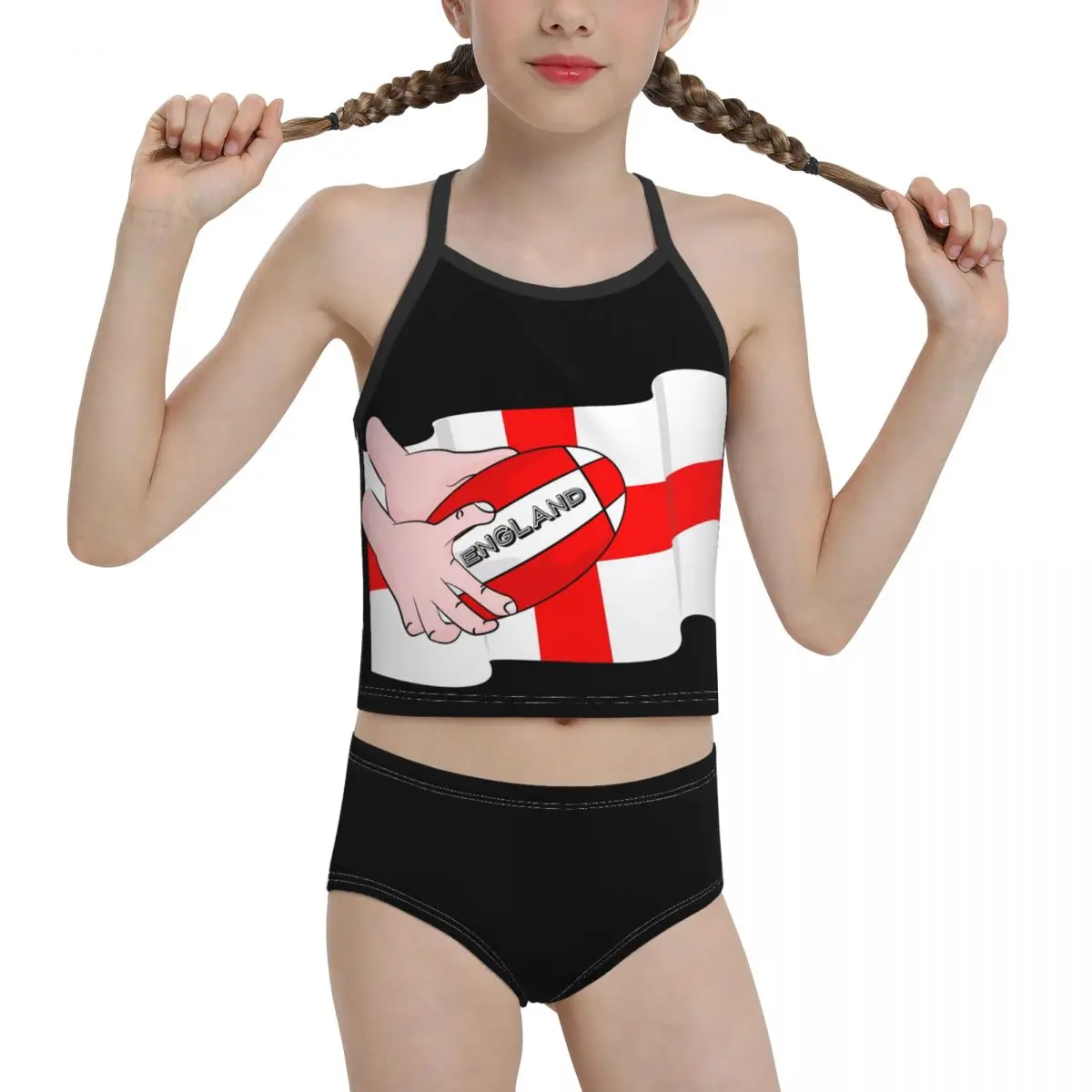 

2021 Национальный купальный костюм для девочек младшей старшей школы, принт, регби, флаг Англии, бикини, оптовая продажа, бренд для девочек