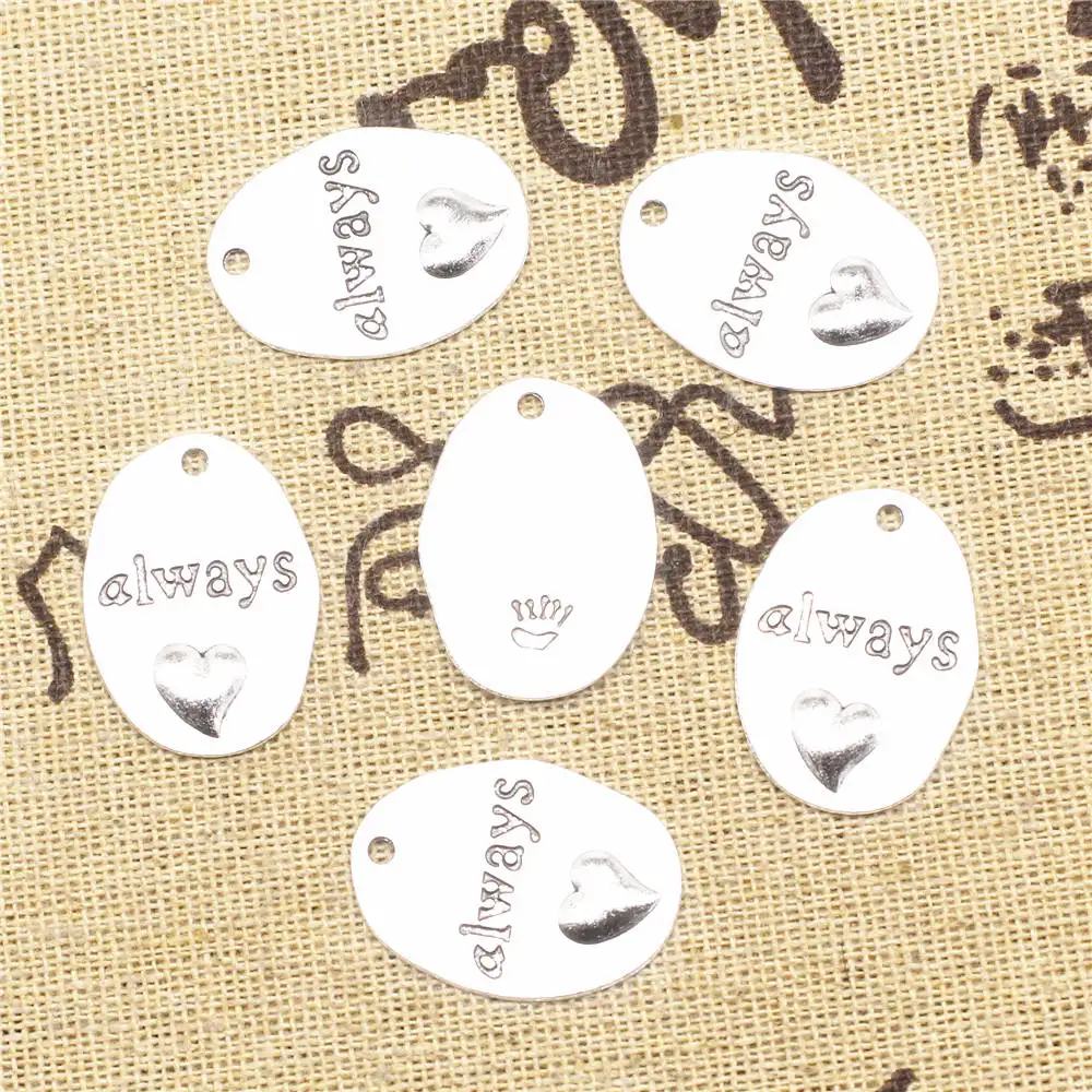 

10pcs 18x24mm Antique Silver Color Oval Word Plate Always Charms