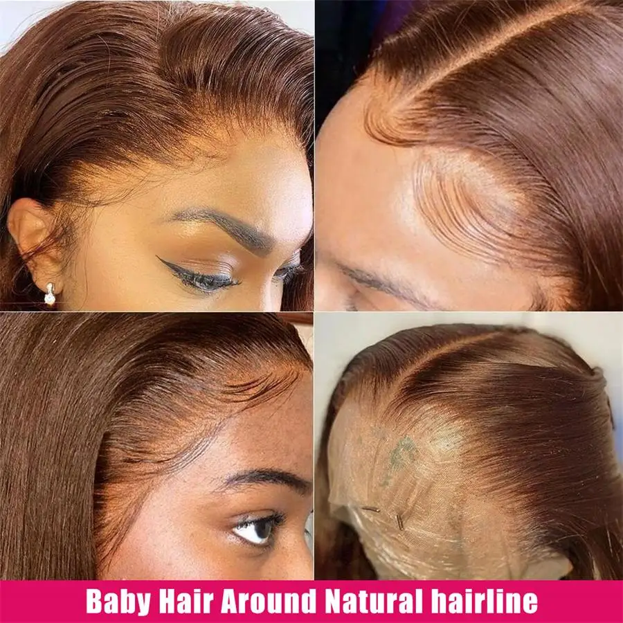 Парик Из прямых светло-каштановых волос #4 прозрачные парики из натуральных без