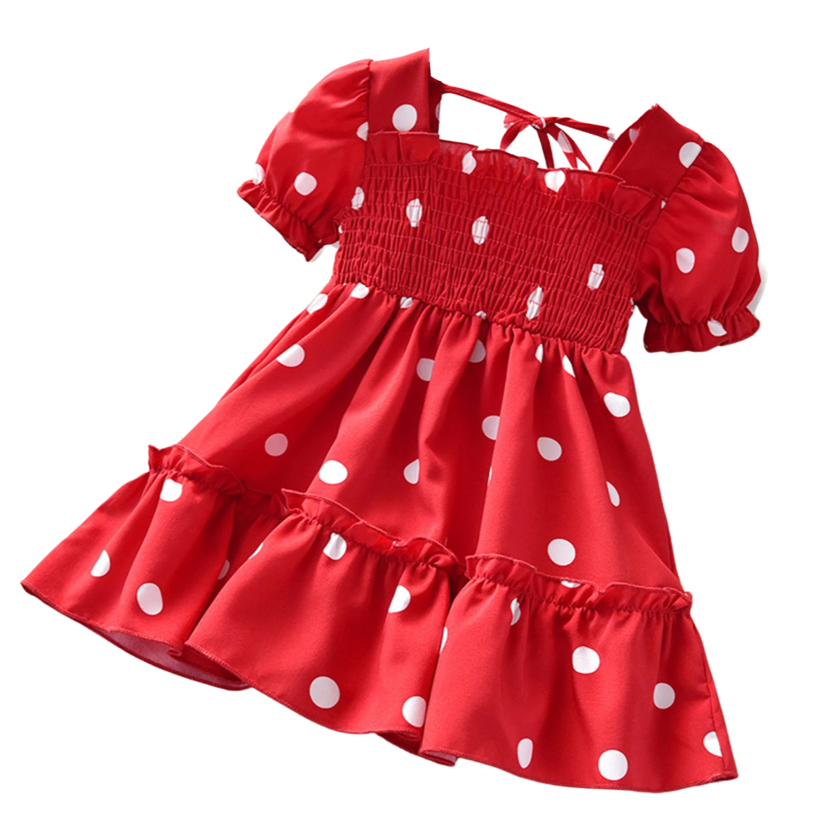 Children Kids Girls Fashion Short Sleeve Polka Dot Dress Stylish for Baby Princess Vestidos 2021 New | Детская одежда и обувь