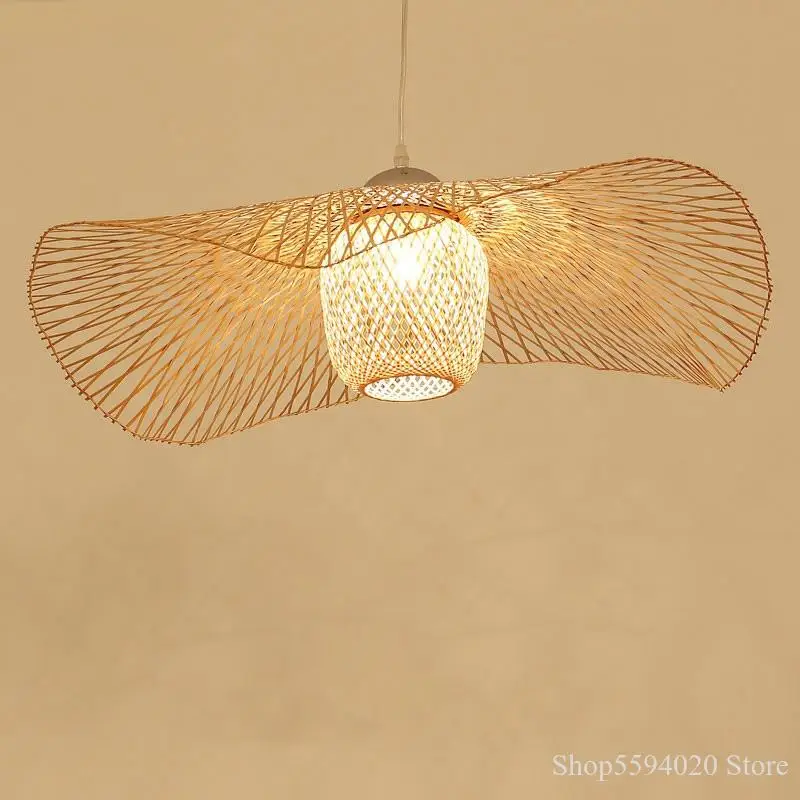 Chinese Bamboo Pendant Light Weaving Wicker Rattan Shade E27 Lamps for Living Room Bedroom Dining Home Decor Indoor Lighting | Лампы и