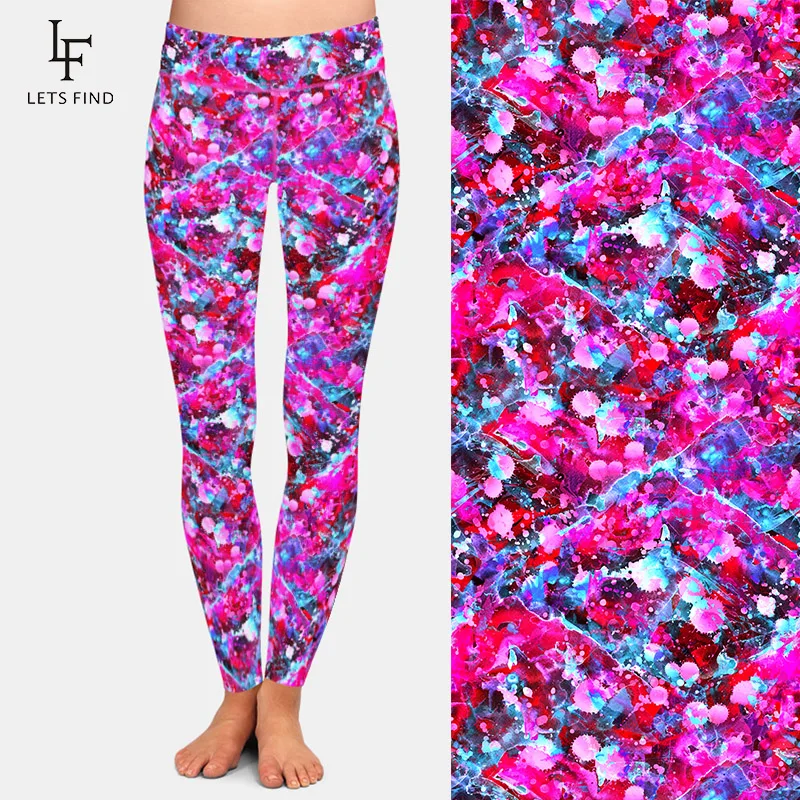 LETSFIND высококачественные женские теплые леггинсы модные 3D акварельные с принтом