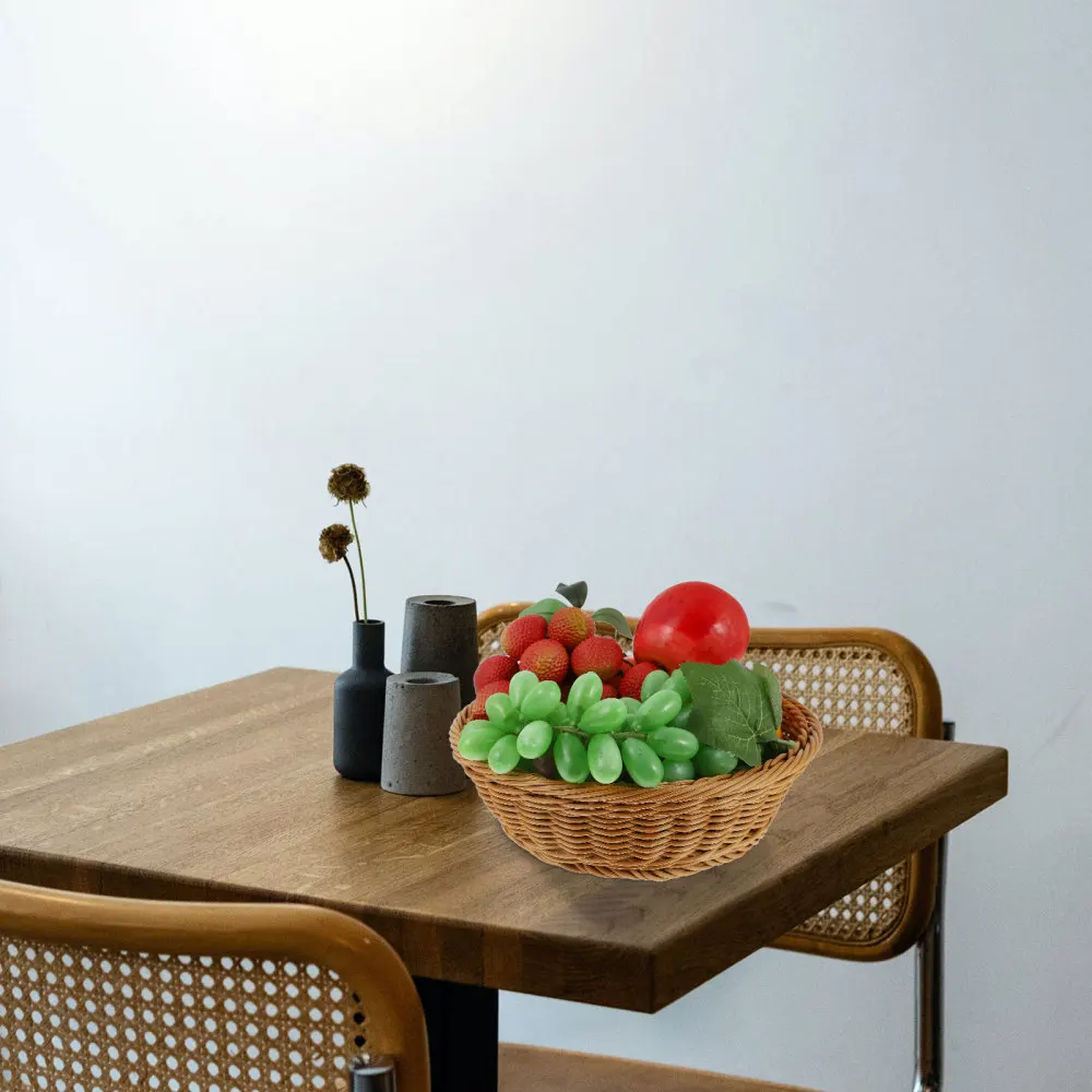 

1pc Rattan-like Basket Fruit Basket Food Serving Tray Kitchen Organizer (Brown)