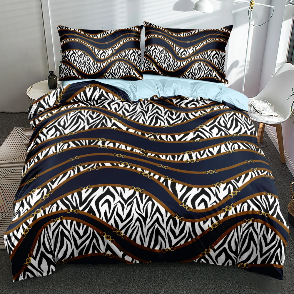 

Роскошный комплект черно-белого постельного белья с 3D рисунком, мягкое одеяло/комплект пододеяльника, двойной полный комплект, Королевский...