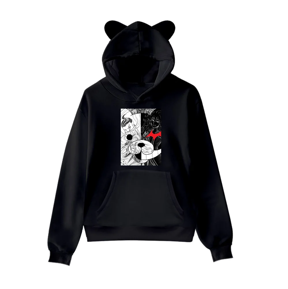 

Popular Kids Pink Hooded Anime Monokuma Cat Ear Hoodies Men Women Sweatshirts Casual Autumn Hip Hop Pullovers Women-Clothes