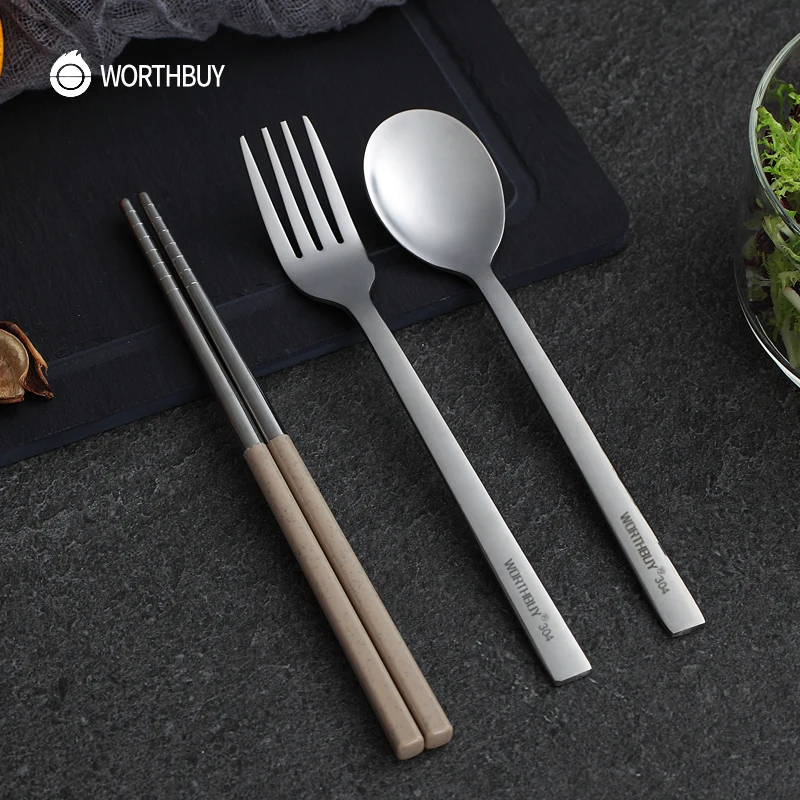 WORTHBUY портативная дорожная посуда набор посуды из нержавеющей стали 304 палочки