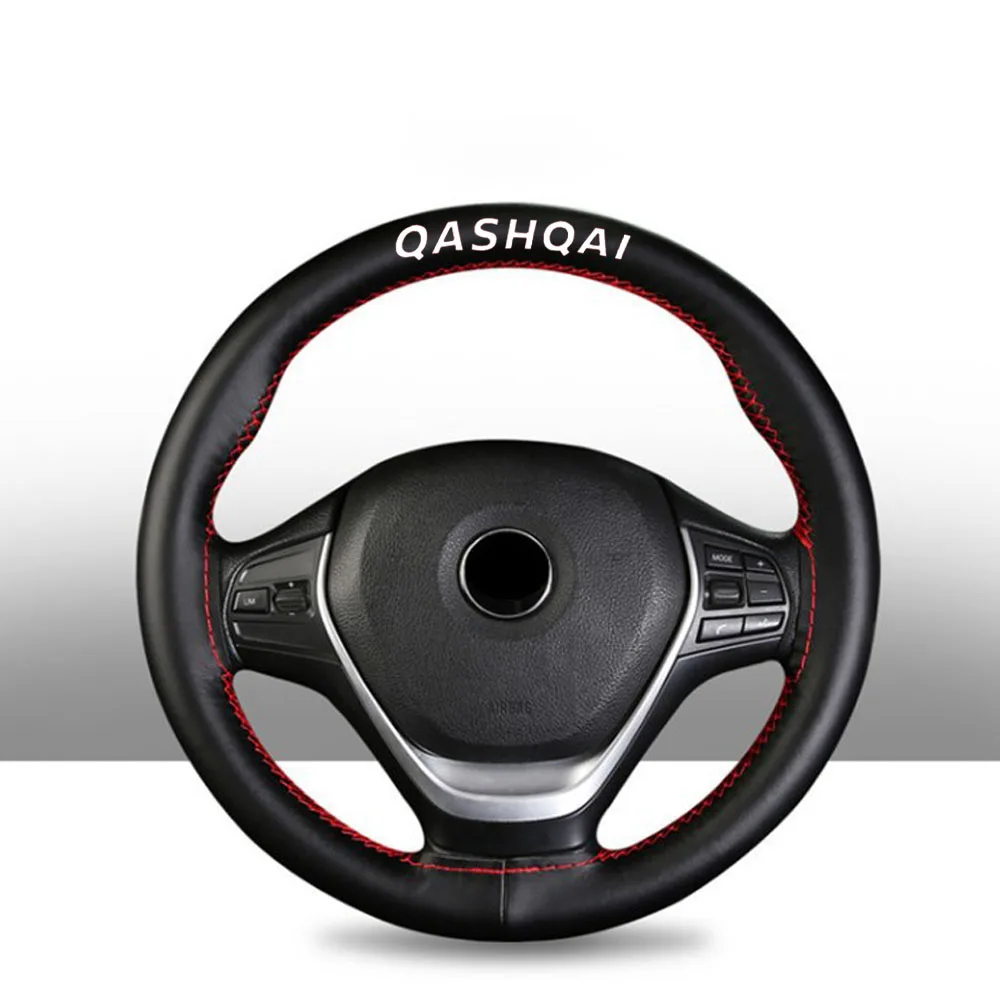 

15 Inch Genuine Leather Braided Steering Wheel Cover for Nissan Qashqai Car Interior Accessories