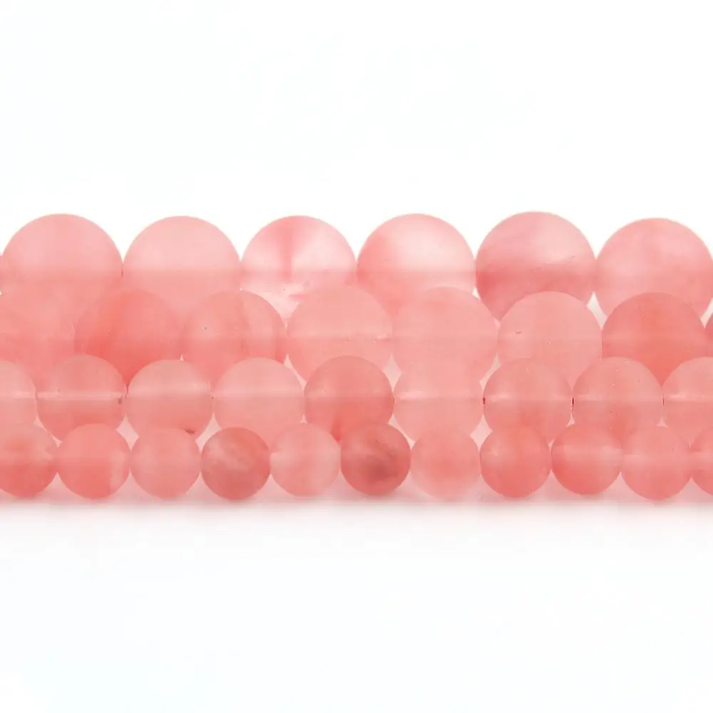 Матовые бусины из полированного Арбузного хрусталя круглые с отверстием