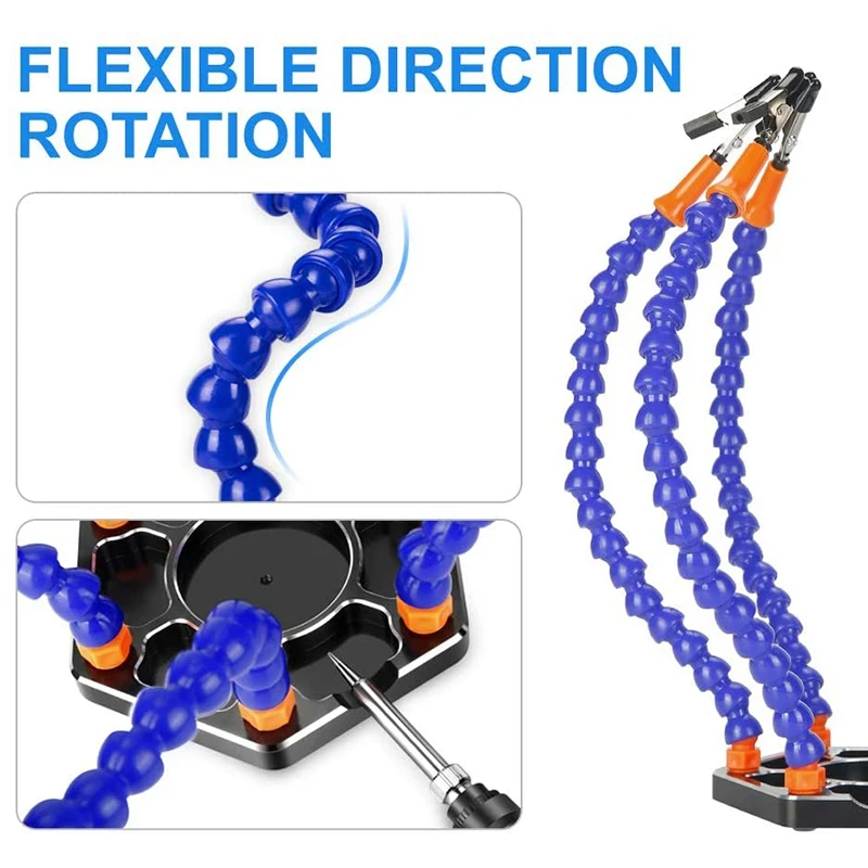 

Bench Vise Work Vise Welding Table with 6 Flexible Arms Soldering Iron Stand PCB Soldering Repair