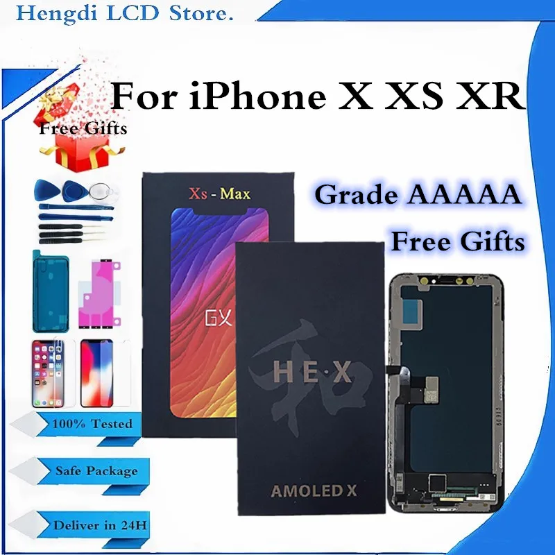

Сенсорный ЖК-экран AAAAA Для iPhone X OLED с 3D дигитайзером в сборе, без битых пикселей, сменный дисплей для iPhoneX XS XR 11 LCD