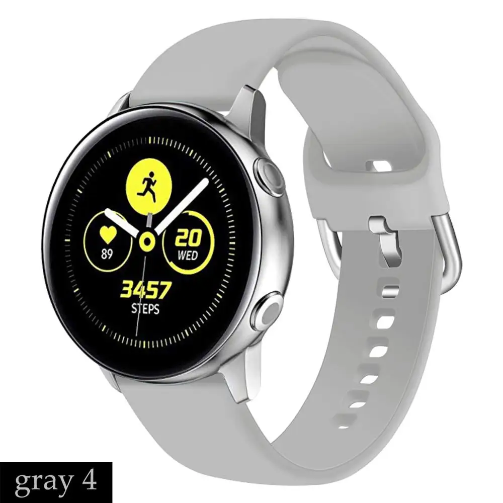 gray 4 Силиконовый ремешок pulseira для samsung galaxy watch 46 мм gear s3 S2 huawei watch gt 20/22 мм galaxy watch active Ремешки для наручных часов - Цвет ремешка: gray 4