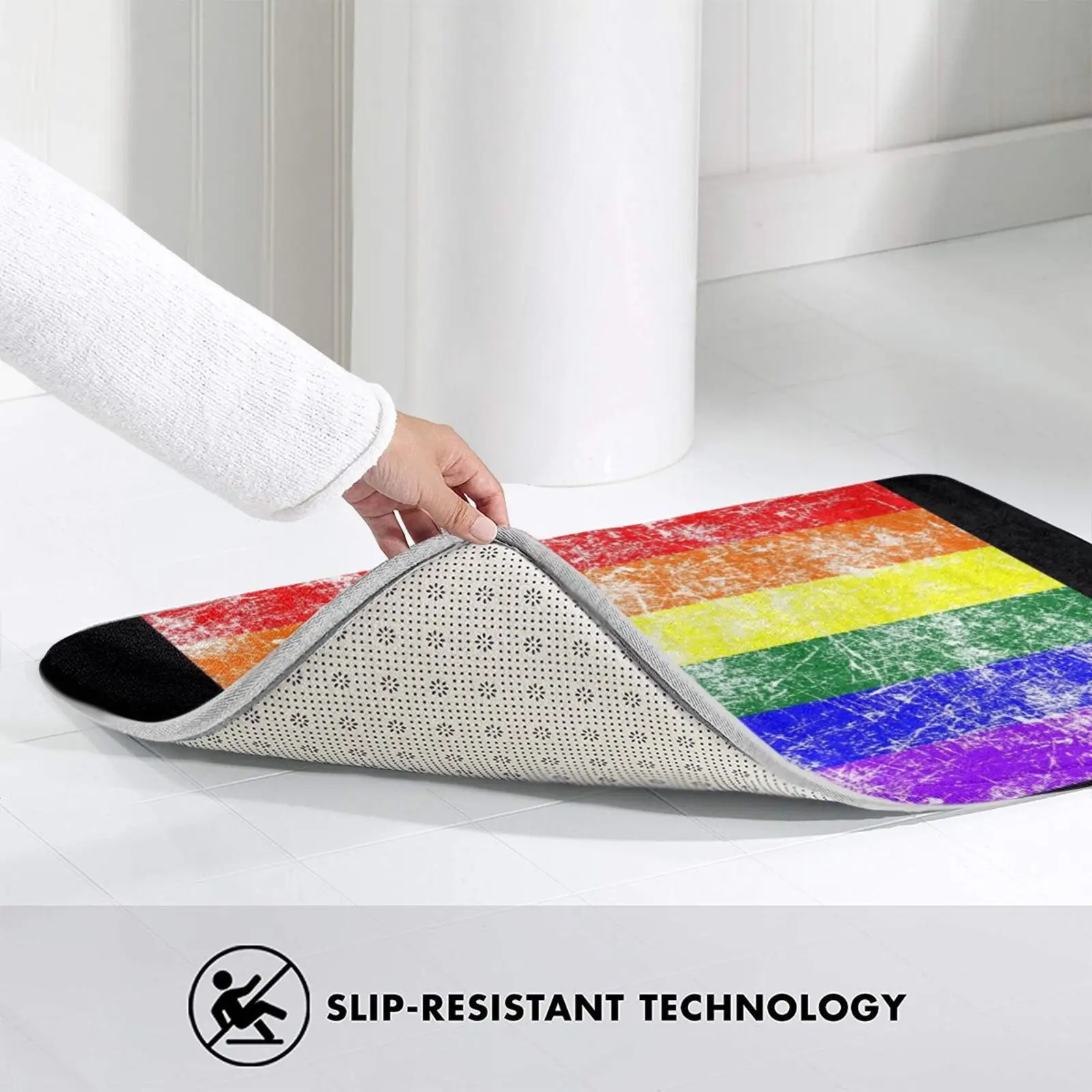 

Distressed Pride Colors Carpet Mat Rug Cushion Soft Pride Flag Queer Rainbow Bisexual