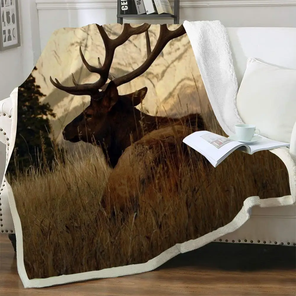 

NKNK Animal Blanket Hunting 3D Print Landscape Blankets For Beds Harajuku Plush Throw Blanket Sherpa Blanket New Vintage