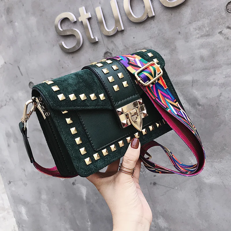 Velvet Green Маленькая прозрачная брендовая дизайнерская женская сумка, новая модная сумка-мессенджер, сумка на плечо с цепочками, бархатная прозрачная квадратная сумка из искусственной кожи с заклепками - Цвет: Velvet Green