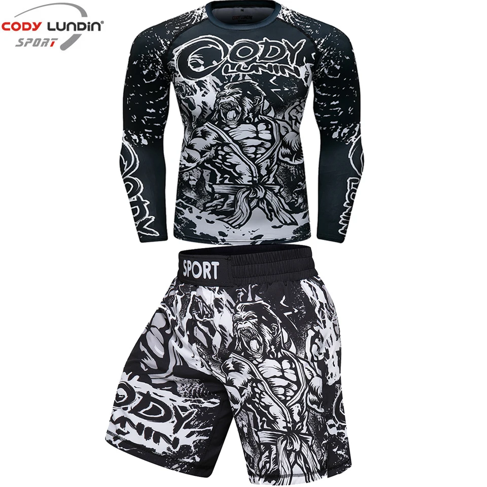 Rashguard MMA рубашка + брюки Bjj спортивный костюм для фитнеса Шорты Муай Тай