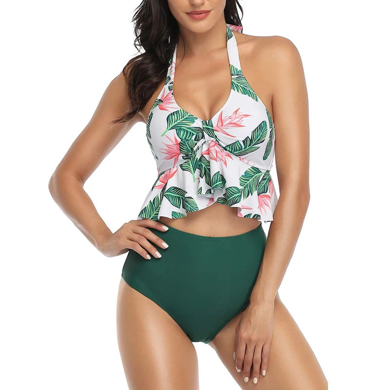 Купальный костюм с высокой талией кружевные трусики комплекты бикини 2020