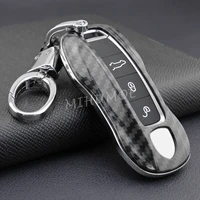 for 2017 new porsche cayenne panamera 911 carbon fiber car key case cover fob chain ring shell