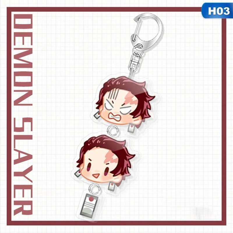 

Anime Demon Slayer Kimetsu no Yaiba keychain Kamado Nezuko Agatsuma Zenitsu Hashibira Inosuke acrylic key chain llavero de anime