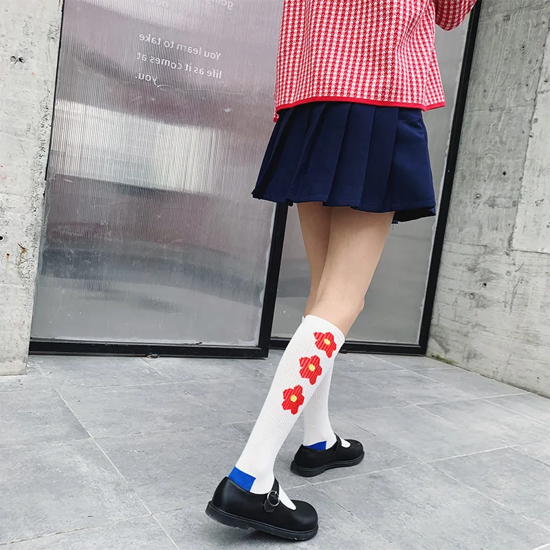 SP &amp CITY/корейские милые Гольфы с цветочным узором женские хлопковые Вязаные