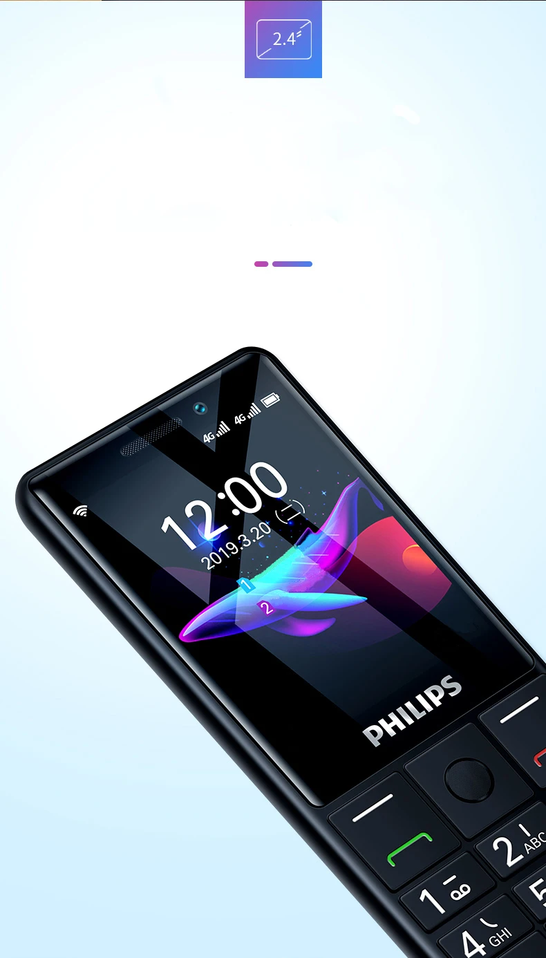 Philips E289 2,4 дюймов 1700 мАч Батарея Одна камера 4 Гб ПЗУ Поддержка карты памяти Dual SIM 4G старый человек клавиатура телефон