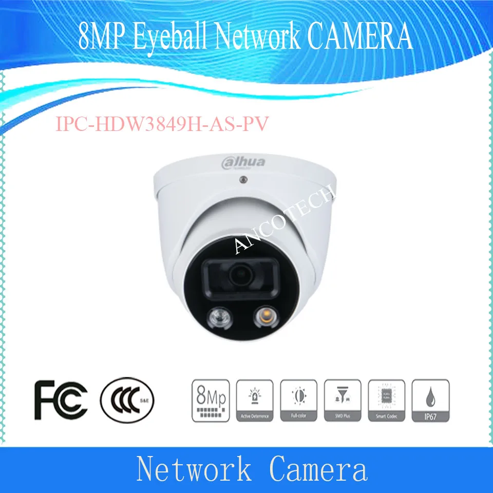 

Dahua 8MP Full-color Active Deterrence Fixed-focal Eyeball WizSense IP Camera DH-IPC-HDW3849H-AS-PV in stock DAHUA H.265 Camera