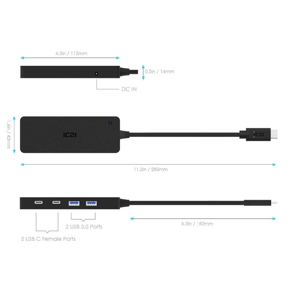 ICZI USB 3 1 type C Thunderbolt 3-2 0 порта 2 концентратор передачи данных для Macbook huawei ноутбук |