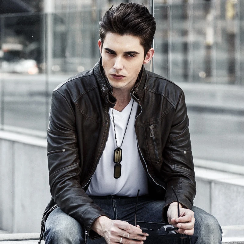 Бренд 2020 зимняя кожаная мотоциклетная куртка Мужская модель 3XL из искусственной