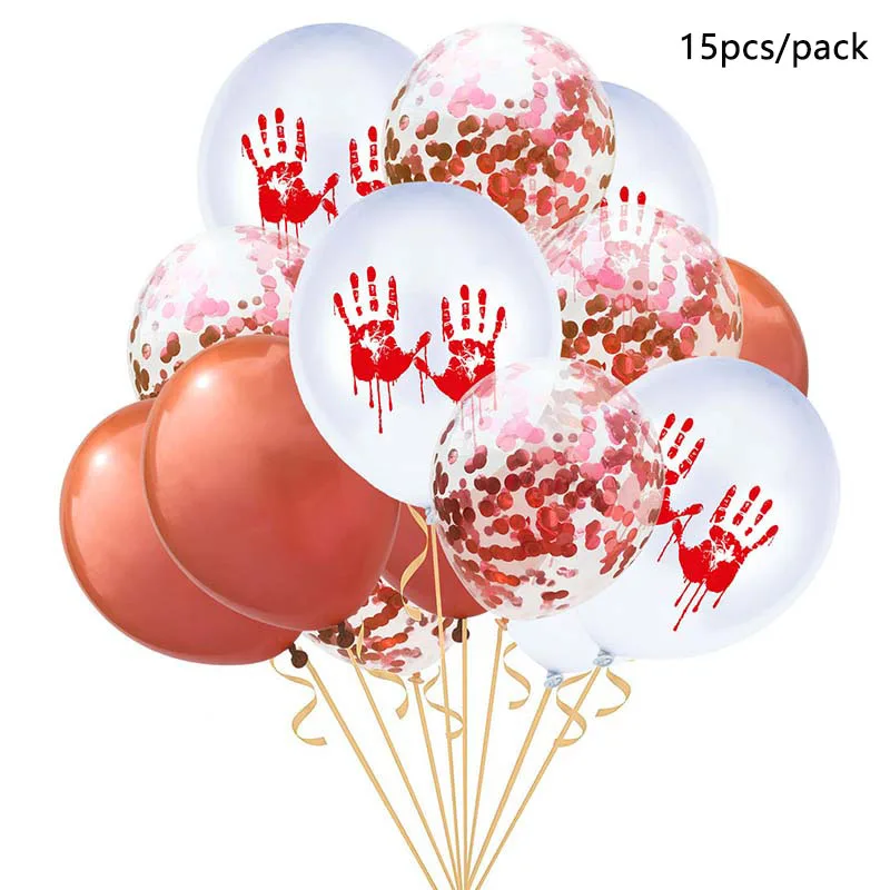 

15pcs/pack Bloody handprints Footprint Latex balloon For Halloween Party decoration Balloon Red Confetti LaTeX Balloon Supplies