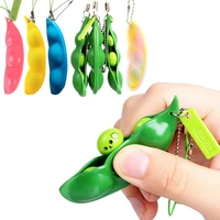 fidget squishy toys decompression antistress toys squeeze peas beans keychain relief for adult kids rubber stress reliever toy