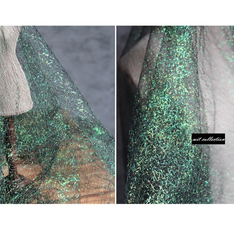 Асимметричная ажурная сетчатая ткань Lace9 прозрачная зеленая марлевая свадебное