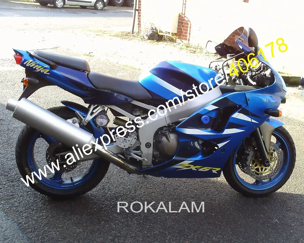 

Blue Black Body For Kawasaki ZX6R 2000 2001 2002 636 ZX-6R 6R 00 01 02 ZX 6R ABS Motorcycle Fairing Kit (Injection Molding)