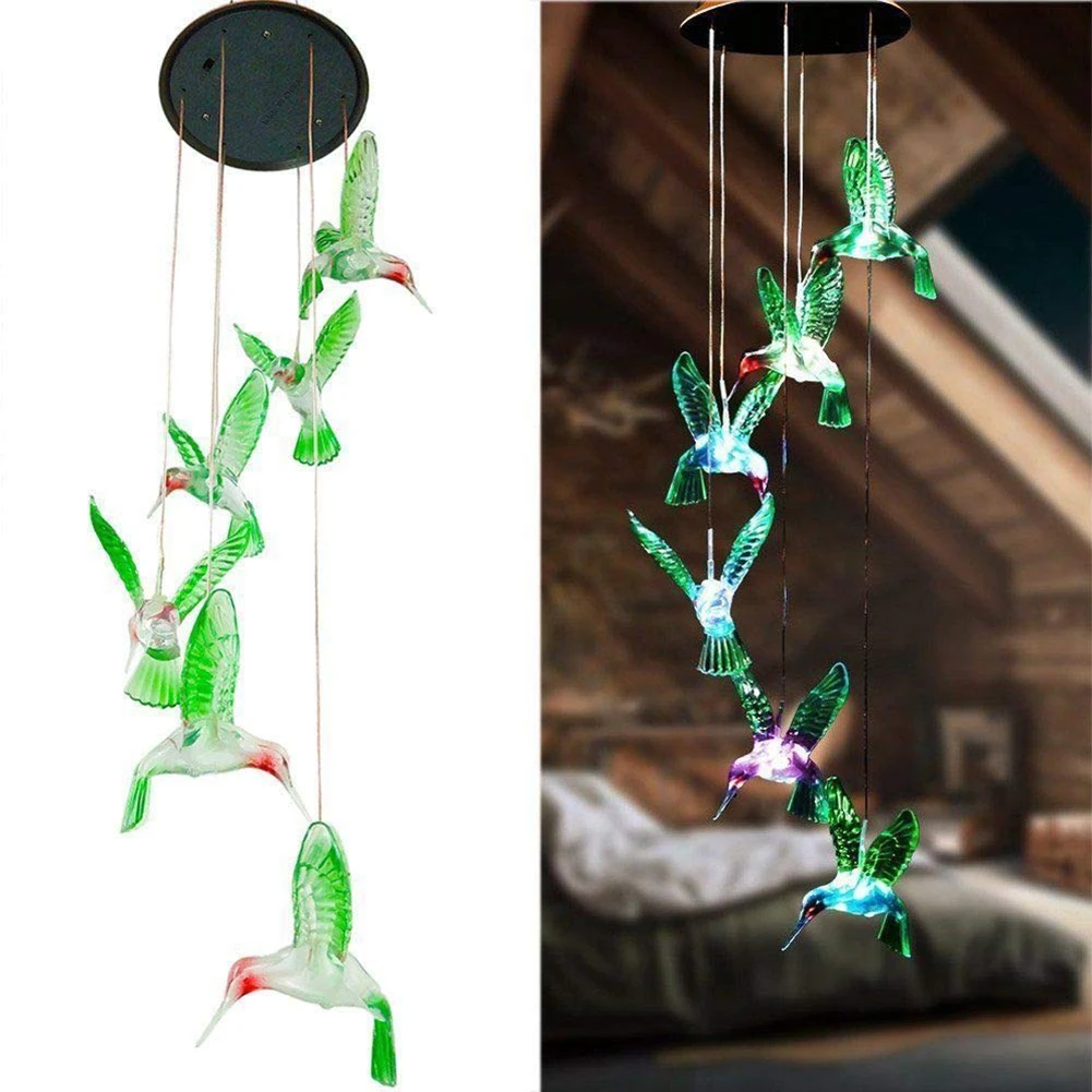 

LED Solar Wind Chimes Color Changing Light Home Garden Romantic Hanging Pendant Lamp Outdoor Decorative Windbell Decoration