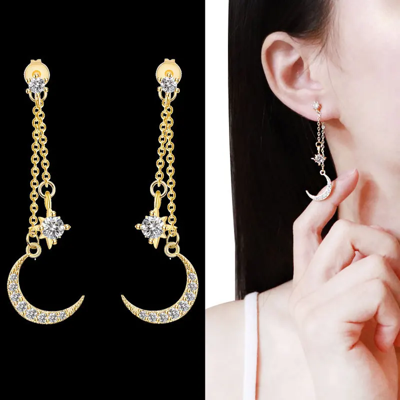 Aretes de mujer современный стиль 2019 серьги с Луной и звездами модные жемчужные