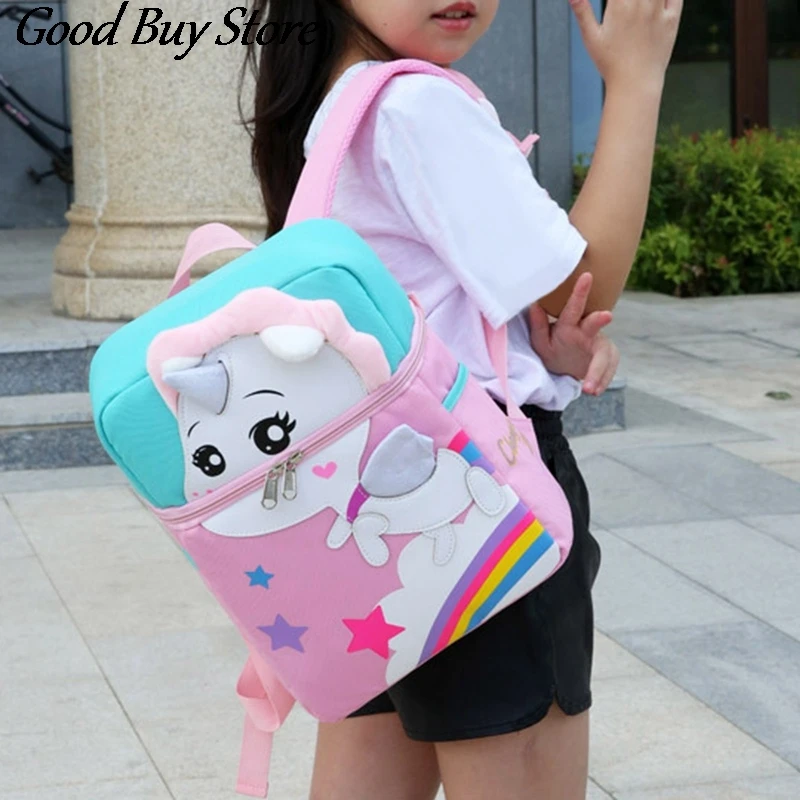 Большой Школьный рюкзак для учеников, Водонепроницаемый школьный ранец с мультяшным принтом единорога для девочек, Детский рюкзак розовог...