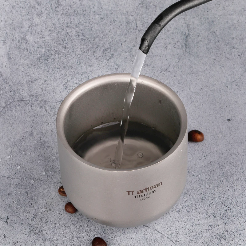 

Kitchen Tableware Water-Cups Titanium-Cup Camping-Pot Cooking Travel Mug Tea Coffee Ultralight Double Wall 125ml Ta8741