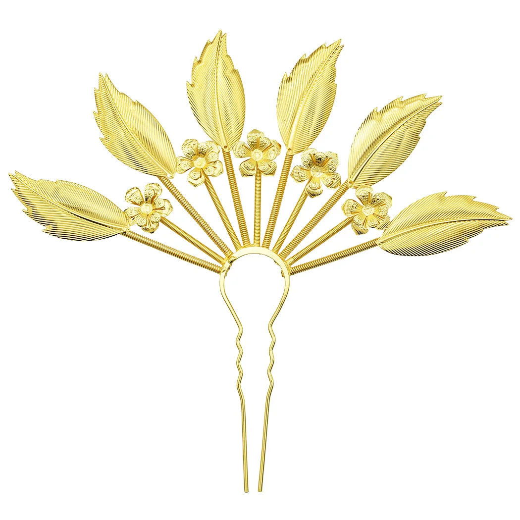 

Fashionable Golden Metal Carved Leaf Flower Hairpin Egypt Ethnic Travel Souvenir Popular Headwear Personalized Headpiece Jewelry