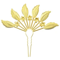 fashionable golden metal carved leaf flower hairpin egypt ethnic travel souvenir popular headwear personalized headpiece jewelry