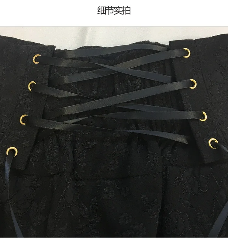 

Palace sweet lolita shirt vintage lace stand lantern sleeve victorian shirt+dark flowers high waist gothic lolita skirt loli cos