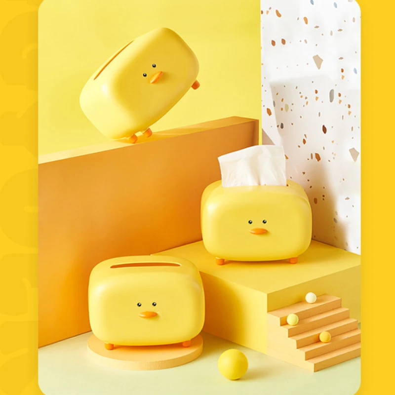 

Household Cartoon Cute Yellow Duck Shape Modeling Tissue Box Living Room Tea Table Tabletop Tissue Storage Box Home Storage Box