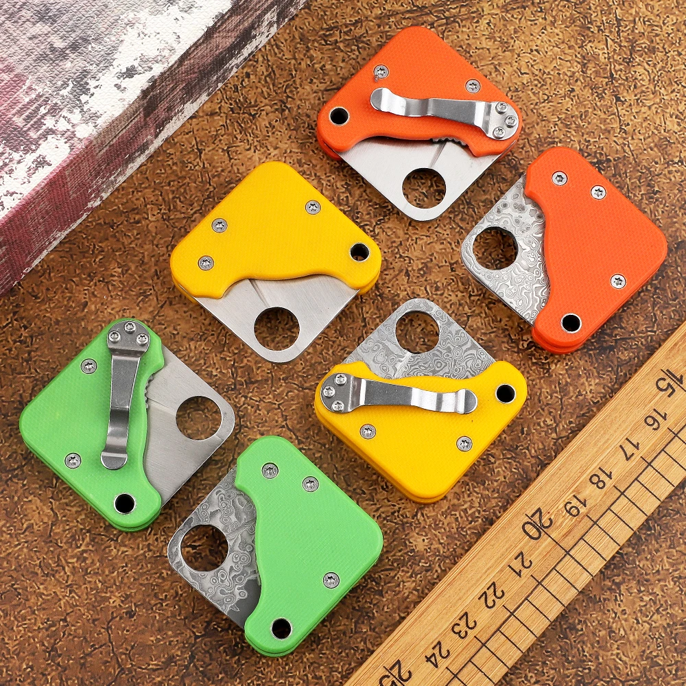 Дамасский креативный мини складной нож для ключей Сталь G10 Ручка EDC портативный