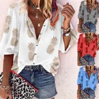 Женская блузка с отложным воротником, с принтом ананаса, весна-осень 2021