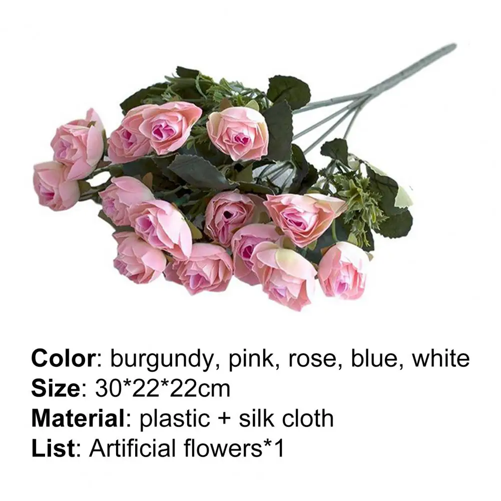 

1 Bouquet Artificial Flower Eco-friendly Anti-fade Plastic Simulation Rose Flower Decor for Wedding