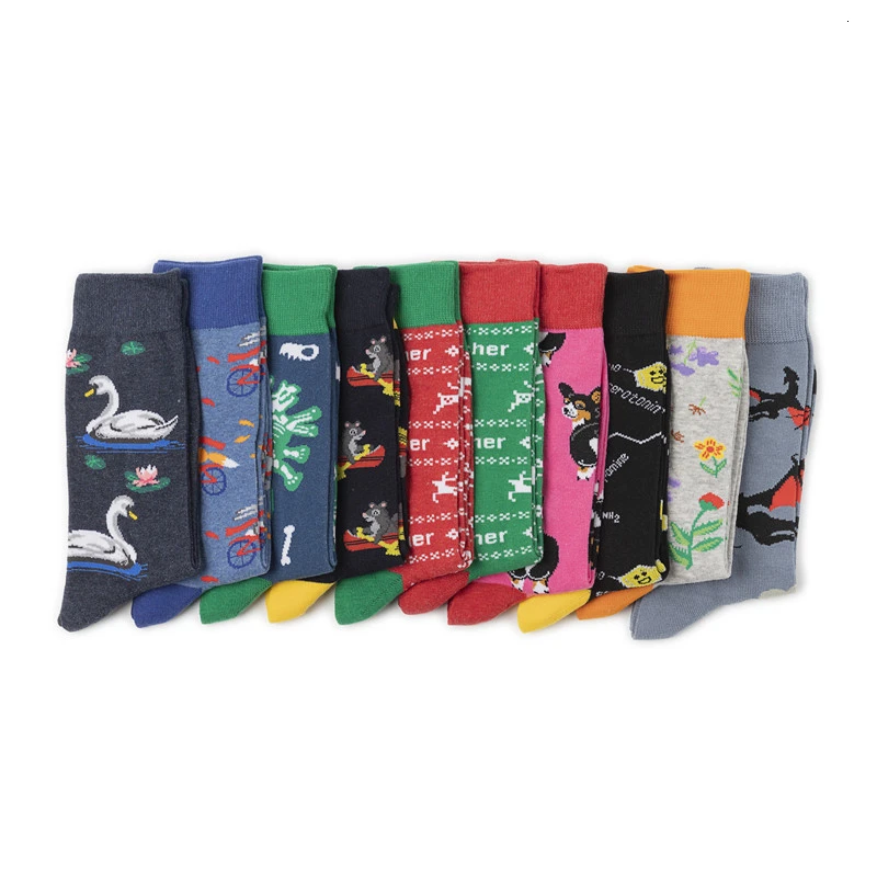 Чаочжу 1 пара мужские модные носки 10 видов цветов со смешными героями из