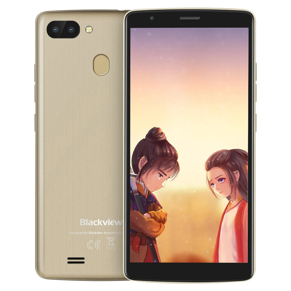 Blackview A20 Pro 5," мобильный телефон 2 Гб+ 16 Гб четырехъядерный Android 8,1 отпечаток пальца 18:9 Full HD экран 4G модный смартфон - Цвет: gold