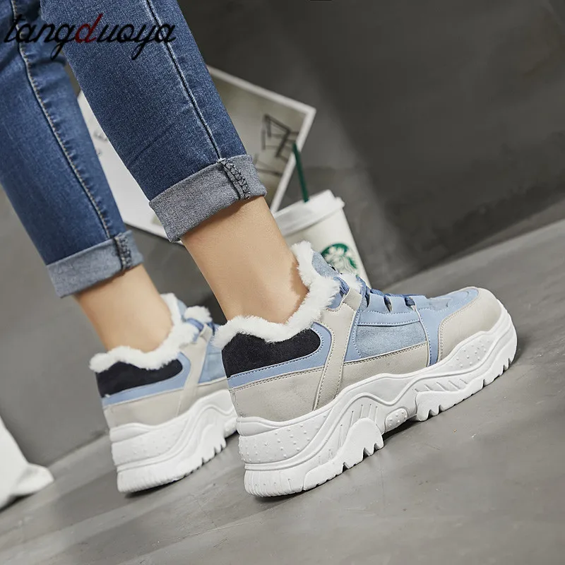 Женские кроссовки женская зимняя обувь для бега хлопковая плюшевая спортивная