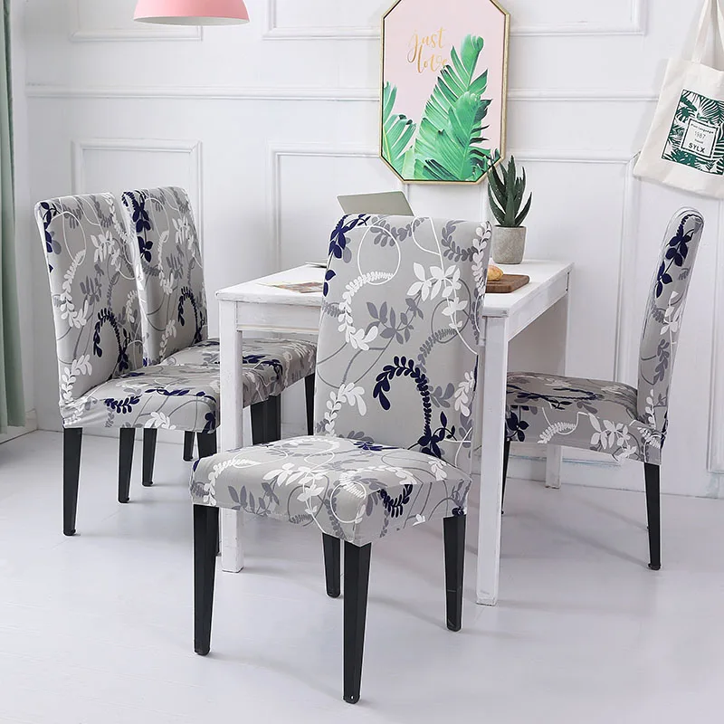 Чехол для стула с цветочным принтом из спандекса|Чехлы на стулья| |